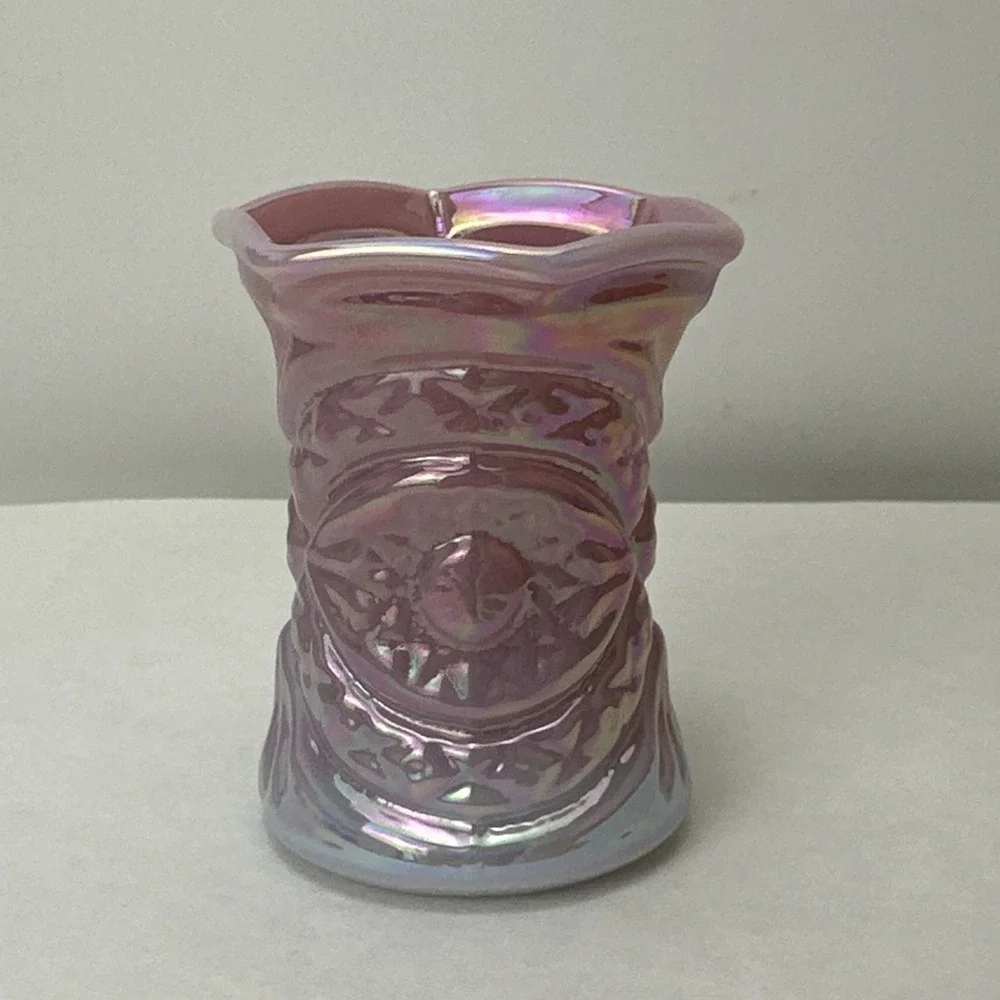 Vintage Gibson Toothpick Holder Pink Blue Glass Opalescent 1995 2.75